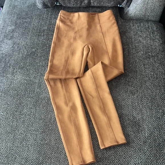 SPANX Rich Caramel High Waist Faux Suede Leggings, XS - Picture 5 of 7